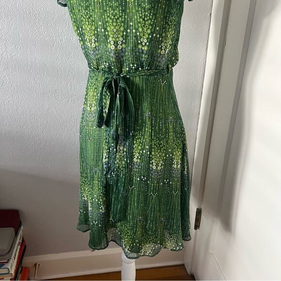 Sophia Eugene Green Printed Silk Wrap Dress - Picture 6 of 9